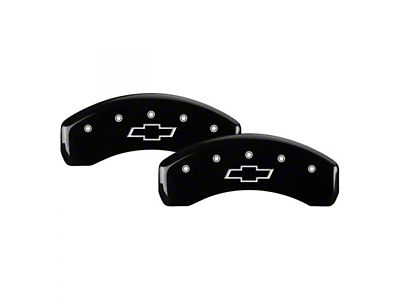 MGP Black Caliper Covers with Bowtie Logo; Front and Rear (20-23 Silverado 2500 HD)