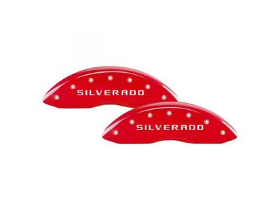 MGP Red Caliper Covers with Silverado Logo; Front and Rear (20-23 Silverado 2500 HD)