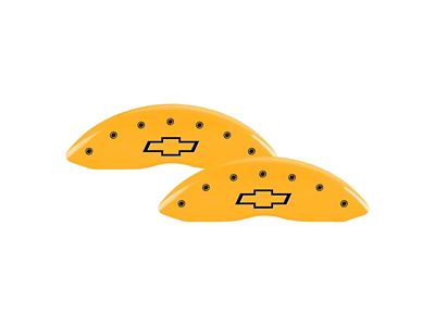 MGP Yellow Caliper Covers with Bowtie Logo; Front and Rear (20-23 Silverado 2500 HD)
