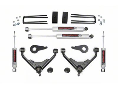 Rough Country 3-Inch Bolt-On Upper Control Arm Suspension Lift Kit with Premium N3 Shocks for FT RPO Code (07-10 Sierra 3500 HD SRW)
