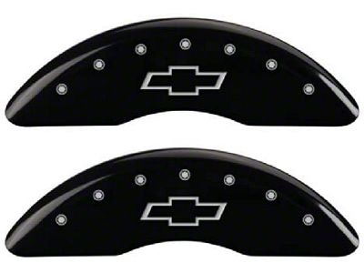 MGP Black Caliper Covers with Bowtie Logo; Front and Rear (11-19 Silverado 2500 HD SRW)