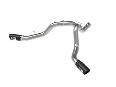 AFE Large Bore-HD 4-Inch DPF-Back Dual Exhaust System with Black Tips; Side Exit (20-23 6.6L Duramax Silverado 2500 HD)