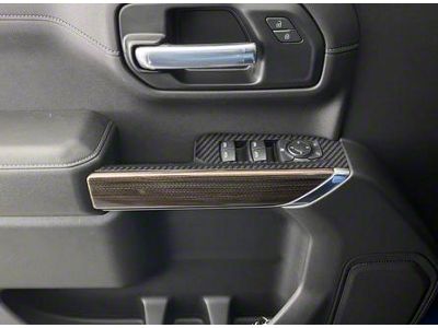 Front Door Switch Accent Trim; Raw Carbon Fiber (20-23 Silverado 3500 HD)