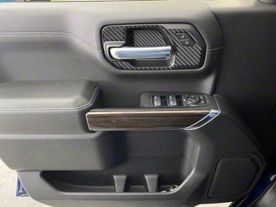 Front Door Handle Surround Accent Trim; Domed Matte Carbon Fiber (20-23 Silverado 3500 HD)