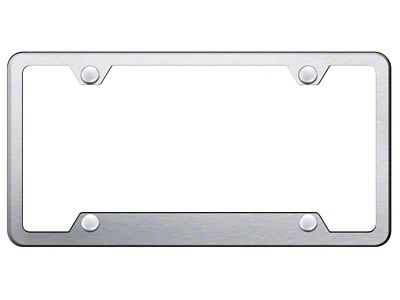 Blank Cut-Out 4-Hole License Plate Frame; Brushed (Universal; Some Adaptation May Be Required)