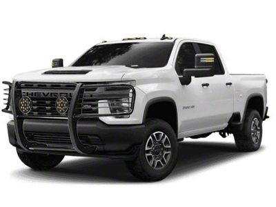 Grille Guard with 7-Inch Round LED Lights; Black (20-23 Silverado 3500 HD)