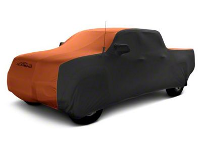 Coverking Satin Stretch Indoor Car Cover; Black/Inferno Orange (15-19 Silverado 2500 HD Crew Cab)