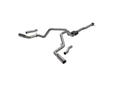 Flowmaster Outlaw Dual Exhaust System with Polished Tips; Side/Rear Exit (20-23 6.6L Gas Silverado 2500 HD)