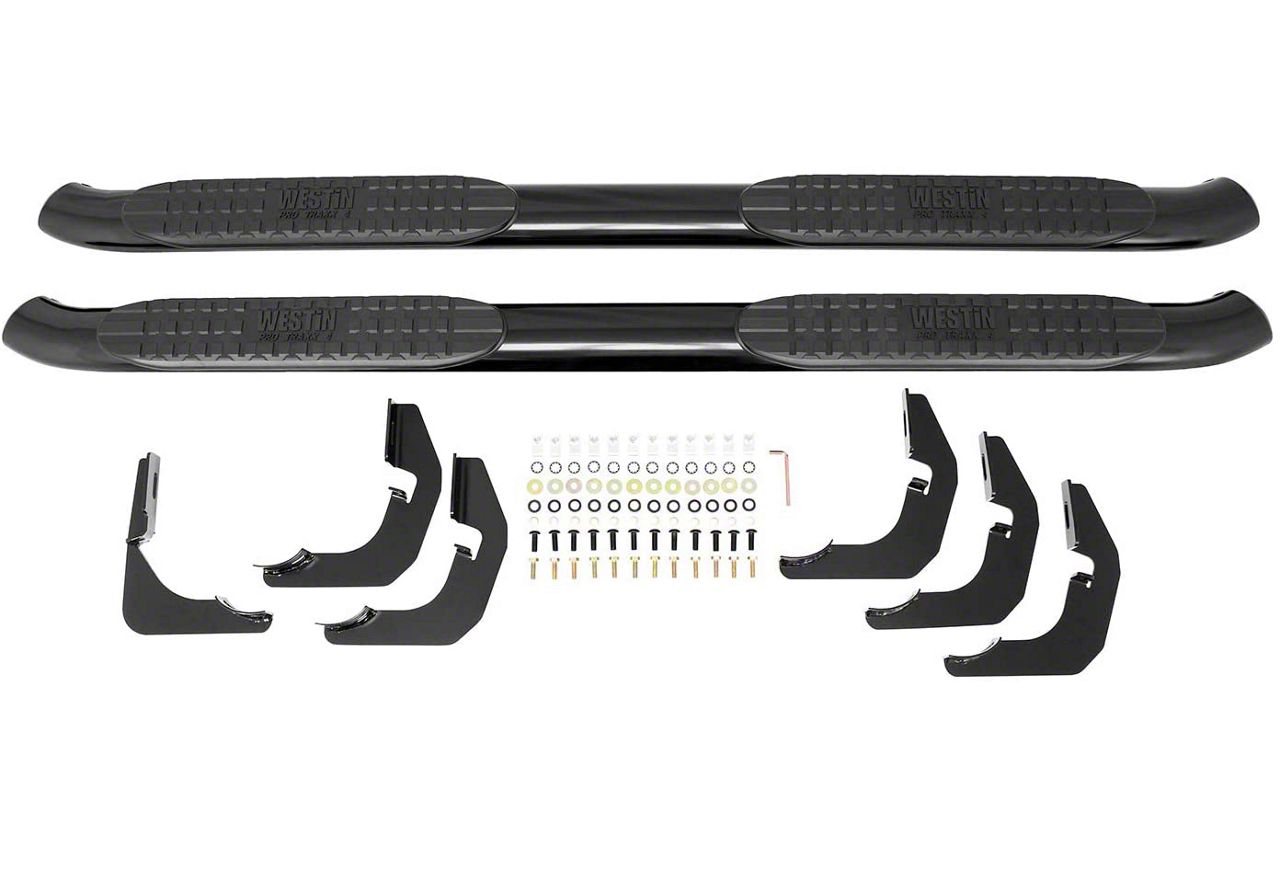 Pro Traxx 4-Inch Oval Side Step Bars; Black (15-19 6.6L Duramax Sierra 2500 HD Regular Cab)