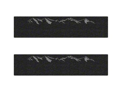 Rear Door Sill Protection with Mountain Logo; Textured Black (15-23 Silverado 3500 HD Crew Cab)