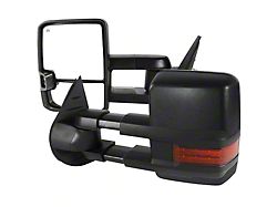 Powered Heated Manual Extendable Towing Mirrors with Amber Turn Signals; Textured Black (07-13 Silverado 1500)