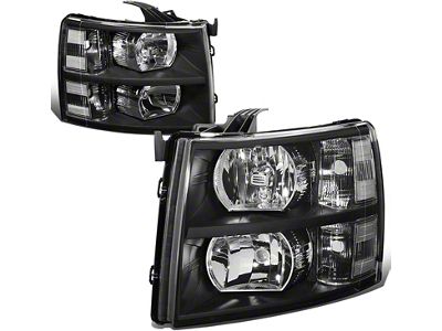 Factory Style Headlights with Clear Lens; Black Housing; Clear Lens (07-14 Silverado 3500 HD)