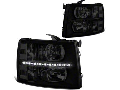 LED Reflector Headlights; Black Housing; Smoked Lens (07-14 Silverado 3500 HD)
