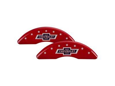 MGP Red Caliper Covers with 100 Anniversary Chevrolet Logo; Front and Rear (11-19 Silverado 2500 HD)