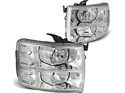 Headights with Clear Corners; Chrome Housing; Clear Lens (07-14 Silverado 2500 HD)