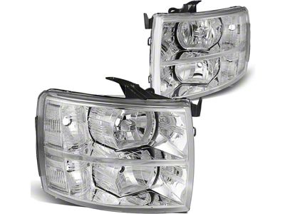 Headights with Clear Corners; Chrome Housing; Clear Lens (07-13 Silverado 1500)