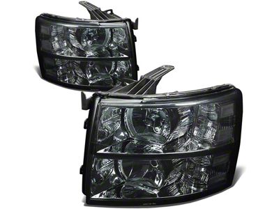 Headlights with Clear Corner Lights; Smoked Housing; Clear Lens (07-13 Silverado 1500)