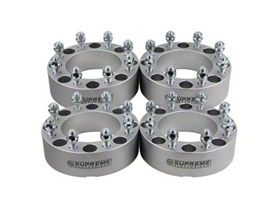 Supreme Suspensions 1.50-Inch PRO Billet 8 x 165.1mm to 8 x 170mm Wheel Adapters; Silver; Set of Four (07-10 Silverado 3500 HD)