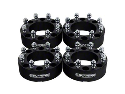 Supreme Suspensions 2-Inch PRO Billet 8 x 165.1mm to 8 x 180mm Wheel Adapters; Black; Set of Four (07-10 Silverado 3500 HD)