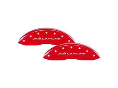 MGP Red Caliper Covers with Avalanche Logo; Front and Rear (08-10 Silverado 2500 HD)