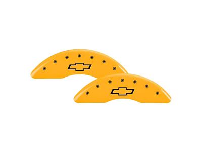 MGP Yellow Caliper Covers with Bowtie Logo; Front and Rear (11-19 Silverado 2500 HD)