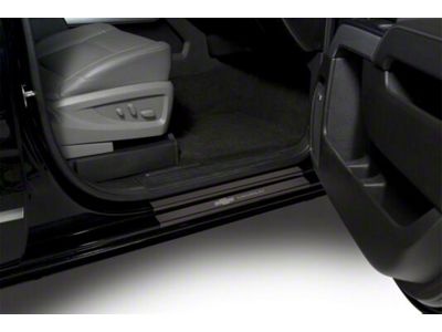 Putco Black Platinum Door Sills with Chevrolet Logo (15-19 Silverado 3500 HD Regular Cab)