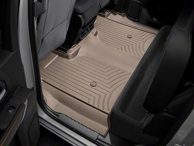 Weathertech DigitalFit Rear Floor Liner; Tan (20-23 Sierra 2500 HD Crew Cab w/ Front Bench Seat & Rear Underseat Storage))