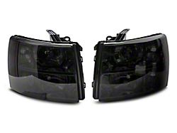 Raxiom Axial Series OEM Style Replacement Headlights; Chrome Housing; Smoked Lens (07-14 Silverado 2500 HD)