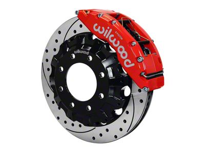 Wilwood TC6R Front Big Brake Kit with 16-Inch Drilled and Slotted Rotors; Red Calipers (07-10 Sierra 2500 HD)