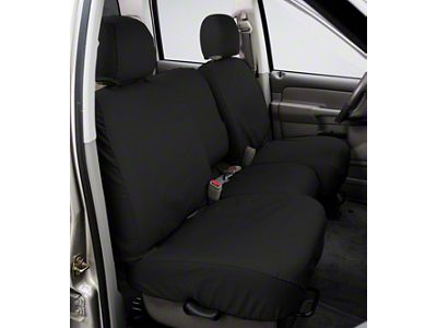 Covercraft Seat Saver Polycotton Custom Front Row Seat Covers; Charcoal (20-23 Silverado 2500 HD w/ Bench Seat & Fold-Down Console w/ Lid & w/o Under Center Seat Storage)