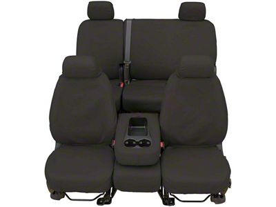Covercraft Seat Saver Waterproof Polyester Custom Front Row Seat Covers; Gray (20-23 Sierra 2500 HD w/ Bench Seat & Fold-Down Console w/ Lid & w/o Under Center Seat Storage)