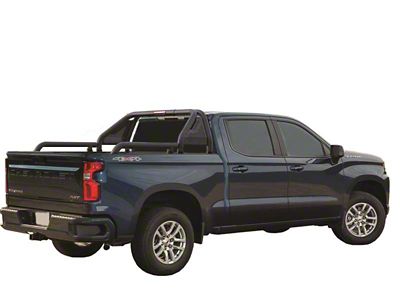 Roll Bar; Black Steel; 2-Piece; Needs Slight Modification for Trucks Equipped with Factory Rail System Modular (07-23 Silverado 3500 HD)