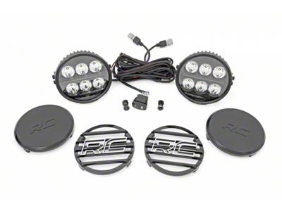 Rough Country 6.50-Inch Black Series Round LED Lights; Flood/Spot Combo Beam (Universal; Some Adaptation May Be Required)