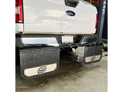 S&B 2-Inch Receiver Hitch Mounted Mud Flaps (Universal; Some Adaptation May Be Required)