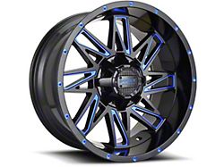 Impact Wheels 814 Gloss Black and Blue Milled 5-Lug Wheel; 17x9; -12mm Offset (09-18 RAM 1500)