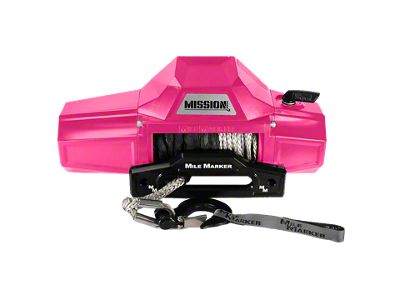 Mile Marker 8,000 lb. Mission Winch with Black Synthetic Rope and Black Hook; Bubblegum Pink (Universal; Some Adaptation May Be Required)
