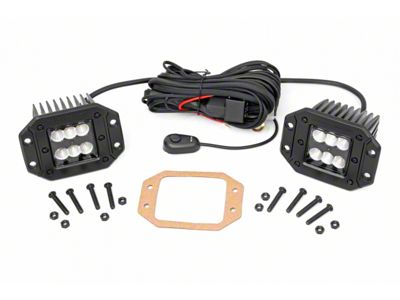 Rough Country 2-Inch Black Series Flush Mount LED Cube Lights; Flood Beam (Universal; Some Adaptation May Be Required)