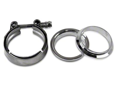 Granatelli Motor Sports 2.50-Inch Mating Male to Female Interlocking Flange with V-Band Exhaust Clamp; Stainless Steel (02-23 RAM 1500)