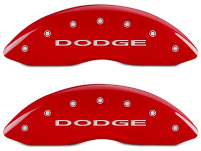 MGP Red Caliper Covers with Dodge Logo; Front and Rear (06-10 RAM 1500, Excluding SRT-10)