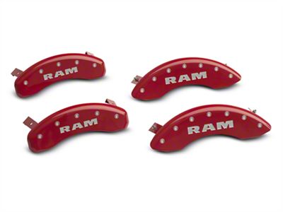MGP Red Caliper Covers with RAM Logo; Front and Rear (06-10 RAM 1500, Excluding SRT-10)