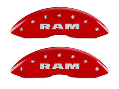 MGP Red Caliper Covers with RAM Logo; Front and Rear (02-05 RAM 1500, Excluding SRT-10)