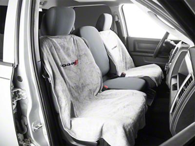 Seat Protector with Dodge Logo; Gray (Universal; Some Adaptation May Be Required)