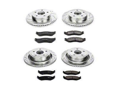 PowerStop Z23 Evolution Sport Brake Rotor and Pad Kit; Front and Rear (02-18 RAM 1500)