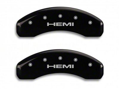 MGP Black Caliper Covers with HEMI Logo; Front and Rear (11-14 RAM 1500)
