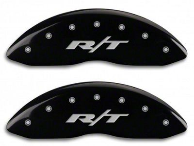 MGP Black Caliper Covers with R/T Logo; Front and Rear (13-18 RAM 1500)
