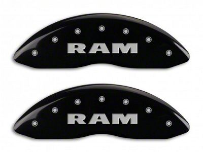 MGP Black Caliper Covers with RAM Logo; Front and Rear (11-18 RAM 1500)