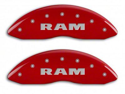 MGP Red Caliper Covers with RAMHEAD Logo; Front and Rear (02-05 RAM 1500, Excluding SRT-10)
