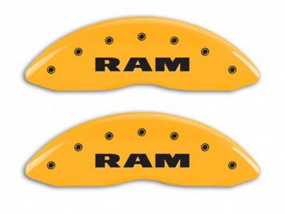 MGP Yellow Caliper Covers with RAM and RAMHEAD Logo; Front and Rear (11-18 RAM 1500)