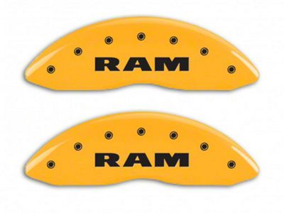 MGP Yellow Caliper Covers with RAM Logo; Front and Rear (11-18 RAM 1500)
