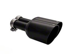 Carven Exhaust Angled Cut Rolled End Round Exhaust Tip; 5-Inch; Black (09-18 5.7L RAM 1500 w/ Factory Dual Exhaust)